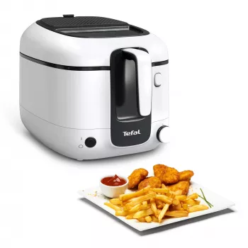 Fritētava Tefal Super Uno FR3101 — viena 1800 W, 1.5 kg pārtikas ietilpība, 2.2 L eļļas, melns/balts