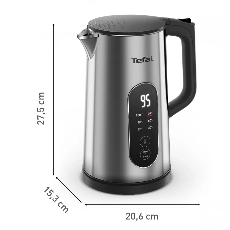 Tefal Selection KI871DE0 elektriskā tējkanna 1.7 L 1500 W Melna, Nerūsējošs tērauds