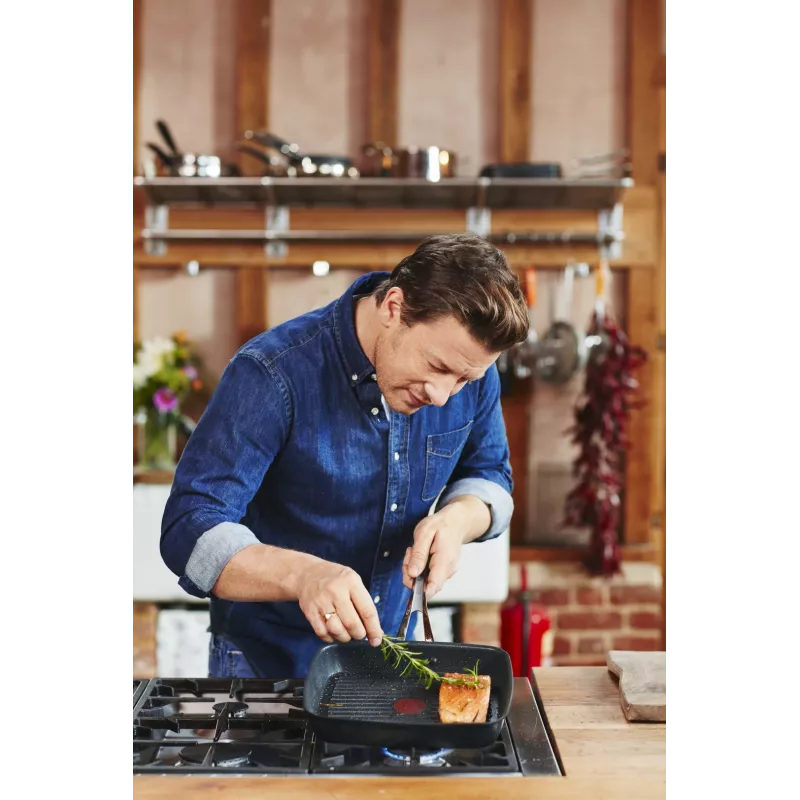 Tefal Jamie Oliver E24541 kvadrātveida cepamtrauks 2.5 L melns — apakšdaļas diametrs 17.5 cm, izmērs 290×458 mm