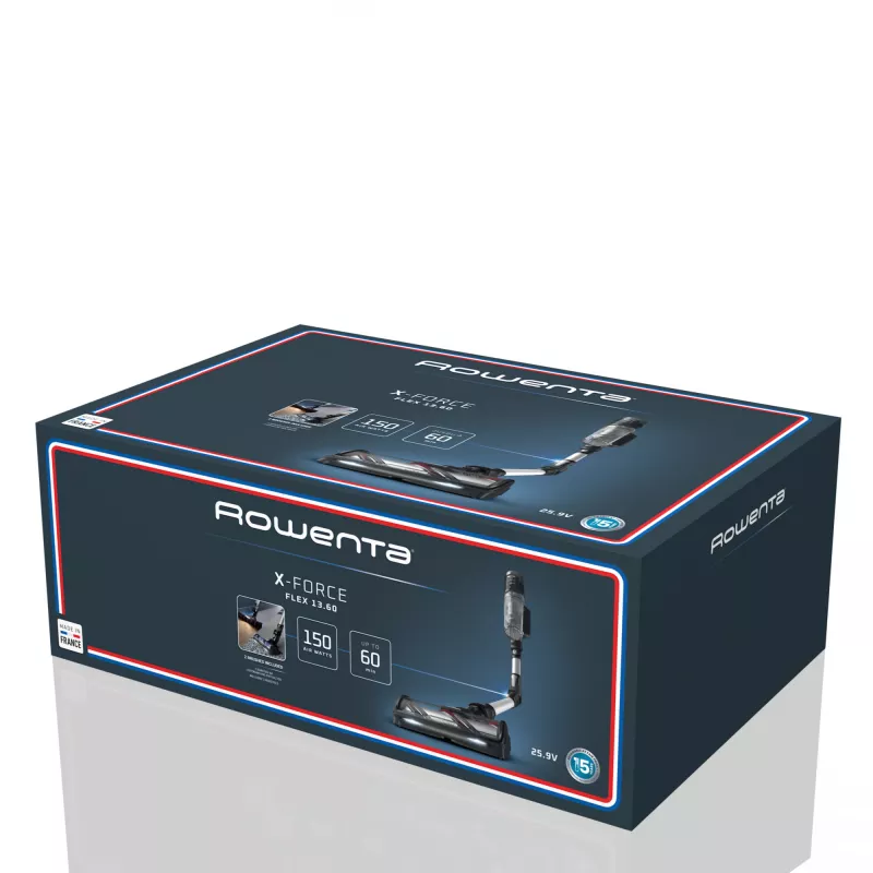 Rowenta X-Force Flex RH9L55E0 bezvadu putekļsūcējs/slotas suka 2-in-1, akumulators, sausā tīrīšana, bez maisa, 0.65 L, melns
