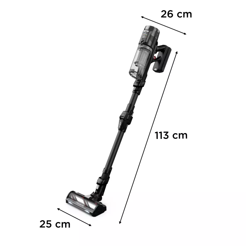 Rowenta X-Force Flex RH9L55E0 bezvadu putekļsūcējs/slotas suka 2-in-1, akumulators, sausā tīrīšana, bez maisa, 0.65 L, melns