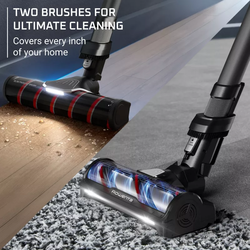 Rowenta X-Force Flex RH9L55E0 bezvadu putekļsūcējs/slotas suka 2-in-1, akumulators, sausā tīrīšana, bez maisa, 0.65 L, melns
