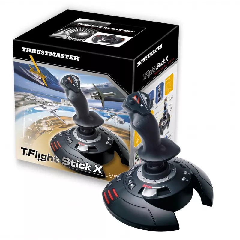 Thrustmaster T.Flight Stick X Melns, Sarkans, Sudrabs USB sviras analogs dators, PlayStation 3