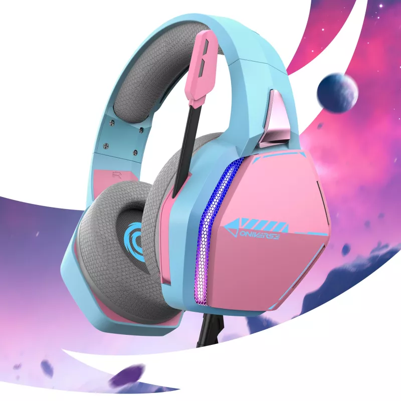 Oniverse Gaming Headset Nebula - Diva Pink (Multiplatform), vadu, spēlēm, 20-20000 Hz, 356 g, austiņas, ciāna, rozā