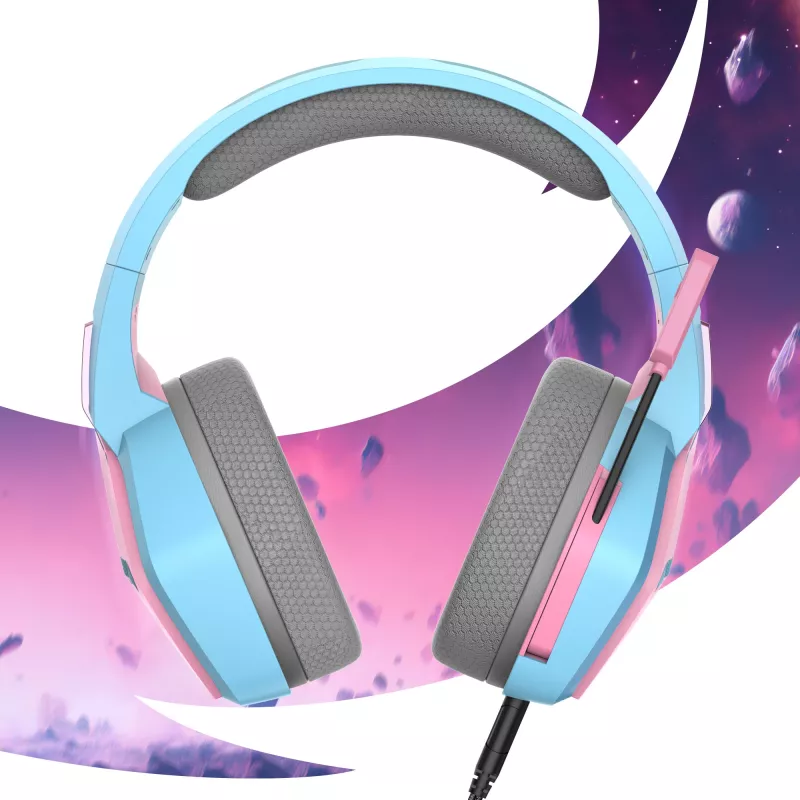 Oniverse Gaming Headset Nebula - Diva Pink (Multiplatform), vadu, spēlēm, 20-20000 Hz, 356 g, austiņas, ciāna, rozā
