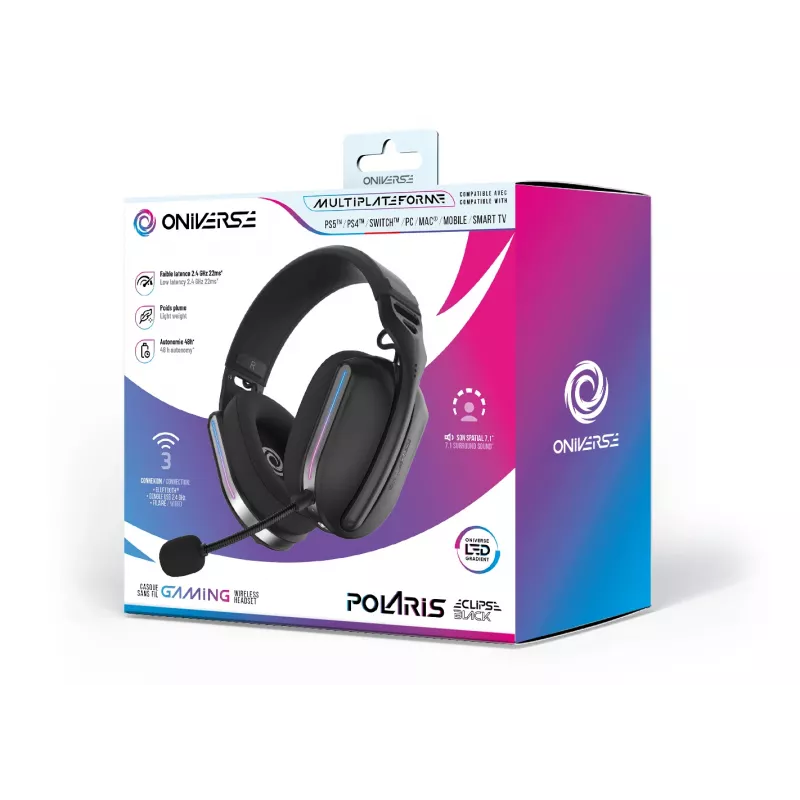 Oniverse Polaris - Eclipse Black bezvadu spēļu austiņas (Multiplatform)