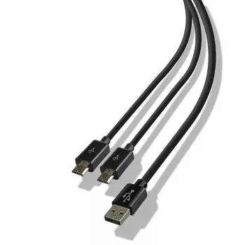 Steelplay Dual Play & Charge kabelis kontrolieriem - Melns (PS4)