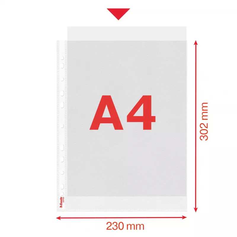 Esselte Plastlomme A4 75my caurspīdīga 100 gab.