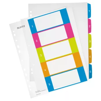 Leitz Indices Printable PP A4+ 1-5 WOW, ciparu cilnes, polipropilēns, A4 Maxi, 245 mm, 305 mm