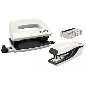Leitz skavotājs un caurumotājs komplektā Mini WOW, 10 loksnes, Pērļu balts, P2, metāls/plastmasa, 80 g/m², 3.5 cm