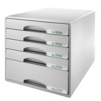 Leitz Drawer cabinet Plus 5-atvilktņu skapis, 5 atvilktnes, Plastmasa, Pelēks, 287 x 363 x 270 mm