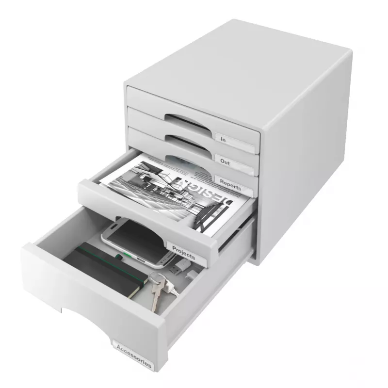 Leitz Drawer cabinet Plus 5-atvilktņu skapis, 5 atvilktnes, Plastmasa, Pelēks, 287 x 363 x 270 mm