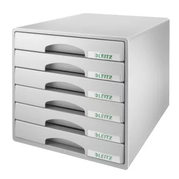 Leitz Drawer cabinet Plus 6 atvilktņu skapis, plastmasa, pelēks, 287 x 363 x 270 mm