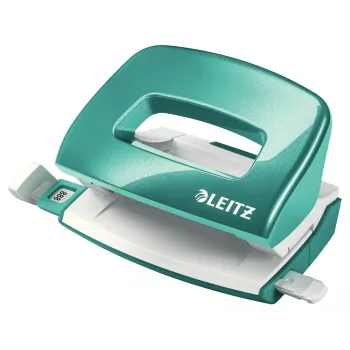 Leitz NeXXt Hole Punch WOW Mini 2 caurumi / 10 lapām, tirkīza/pelēka, plastmasa