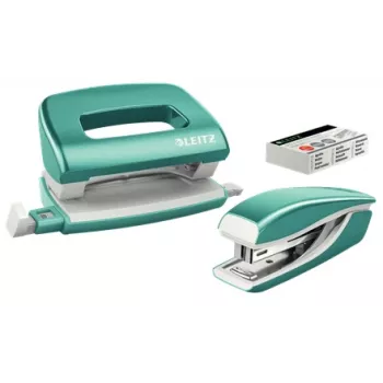 Leitz skavotājs un caurumotājs komplekts Mini WOW, 10 lapas, zils, metālisks, pērļu