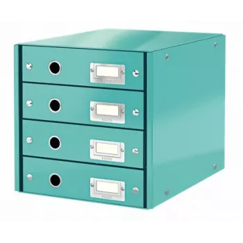 Leitz Click & Store WOW Atvilktņu skapis (4 atvilktnes), Zils, Kartons, 2.49 kg
