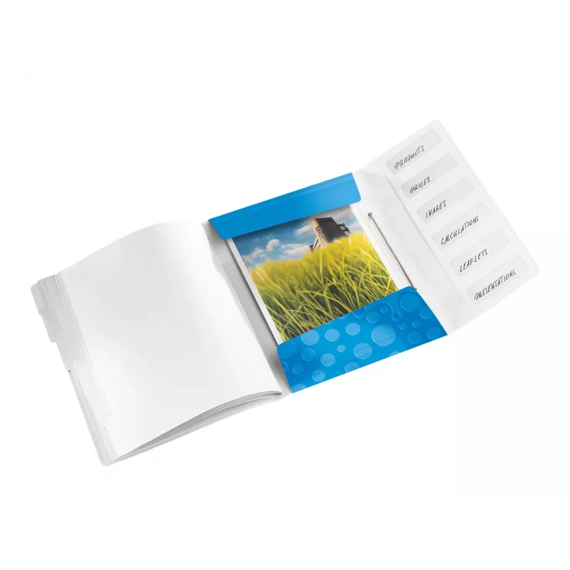Leitz Divider Book WOW PP 6 dalītāji, A4, polipropilēns, zils/metālisks, 200 loksnes, 260 mm, 17 mm