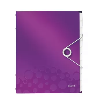 Leitz Divider Book WOW PP 12 dalītājiem, A4, polipropilēns, metālisks violets, 200 loksnes, 265 mm, 17 mm