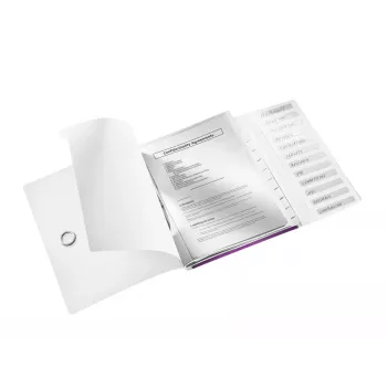 Leitz Divider Book WOW PP 12 dalītājiem, A4, polipropilēns, metālisks violets, 200 loksnes, 265 mm, 17 mm