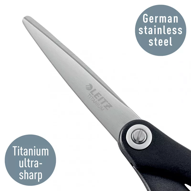 Leitz titāna pārklājuma šķēres 150 mm, metāla melnas