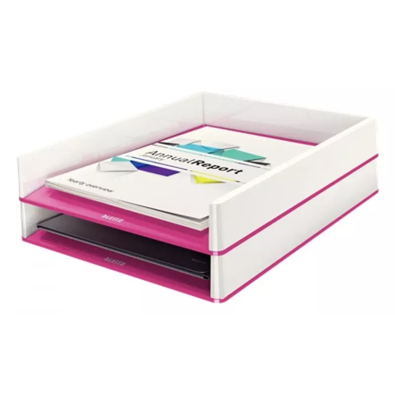 Leitz WOW Letter Tray Dubultkrāsa, Plastmasa, Metālisks, Rozā, A4, 267 mm, 336 mm, 49 mm