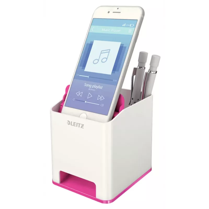 Leitz Sound Pen Holder WOW, Rozā, Balta, Polistirols, 90 mm, 101 mm, 100 mm, 140 g