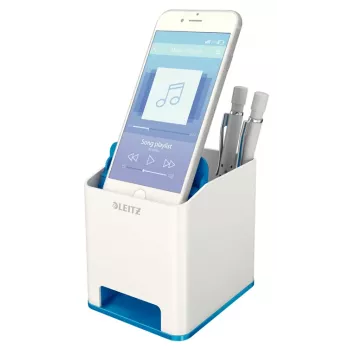 Leitz Sound Pen Holder WOW, Zils, Balts, Polistirols, 90 mm, 101 mm, 100 mm, 140 g