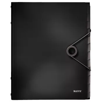 Leitz Divider Book Solid 12 cilnes, atloku mape, A4, polipropilēns, melna, 200 loksnes, 80 g/m²