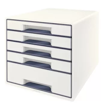 Leitz WOW Cube 5-atvilktņu plastmasas kumode, balta, 270x287 mm