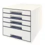 Leitz WOW Cube 5-atvilktņu plastmasas kumode, balta, 270x287 mm