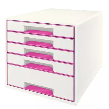 Leitz WOW Cube 5-atvilktņu skapis, plastmasa, rozā/balts, 270x287 mm