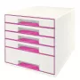 Leitz WOW Cube 5-atvilktņu skapis, plastmasa, rozā/balts, 270x287 mm