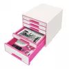 Leitz WOW Cube 5-atvilktņu skapis, plastmasa, rozā/balts, 270x287 mm