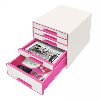 Leitz WOW Cube 5-atvilktņu skapis, plastmasa, rozā/balts, 270x287 mm
