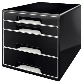 Leitz Desk Cube 4 atvilktņu biroja kubs, melns, plastmasa