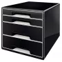 Leitz Desk Cube 4 atvilktņu biroja kubs, melns, plastmasa