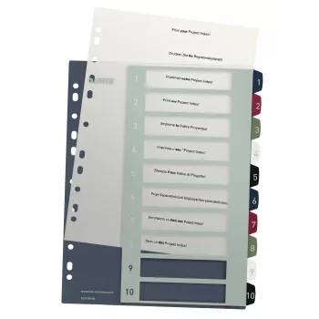 Leitz indekss PC Printable 1-10 Style PP A4+, ciparu dalītājs, polipropilēns, daudzkrāsains, portrets, A4 Maxi, 245 mm