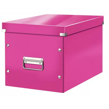 Leitz Box Click & Store WOW Cube lielā uzglabāšanas kaste, fuksīna, kartons, 320x360x310 mm