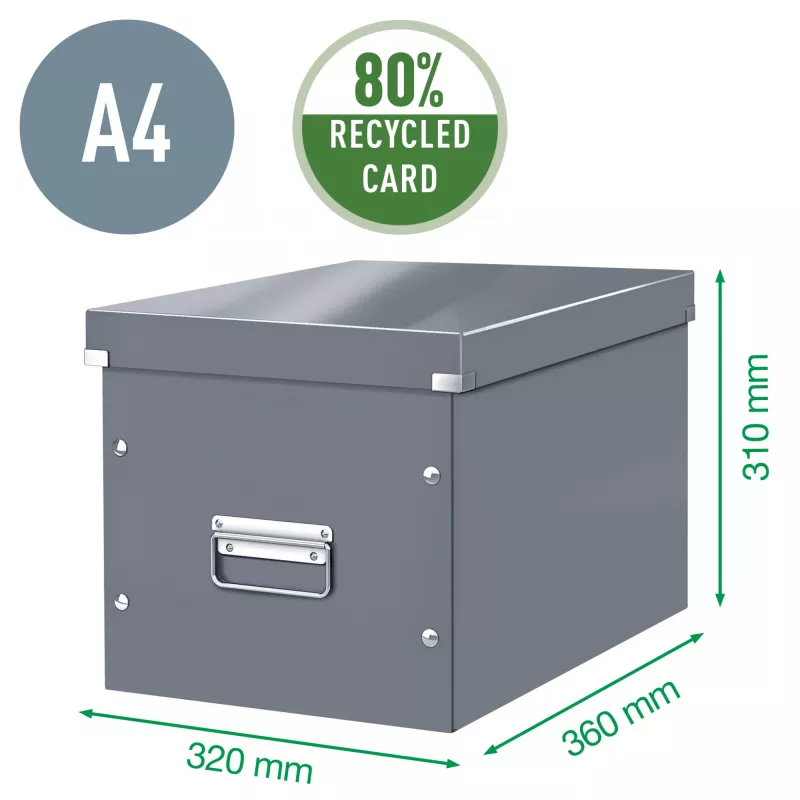 Leitz Box Click & Store WOW Cube lielā uzglabāšanas kaste, fuksīna, kartons, 320x360x310 mm