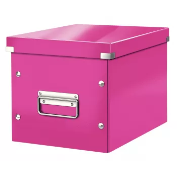 Leitz Storage Box Click & Store WOW Cube Medium, fuksīna, kartons, 260 mm x 260 mm x 240 mm
