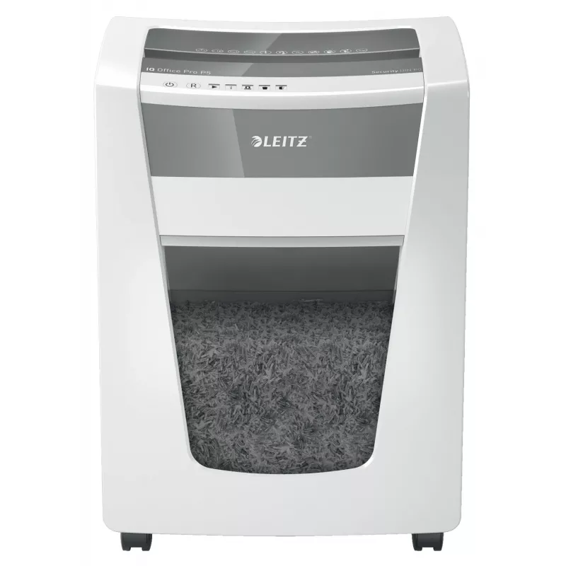 Leitz IQ Office Pro Papīra smalcinātājs P5, mikrošķiedru griešana, 23 cm, 2 x 15 mm, 30 L, 300 loksnes, 55 dB