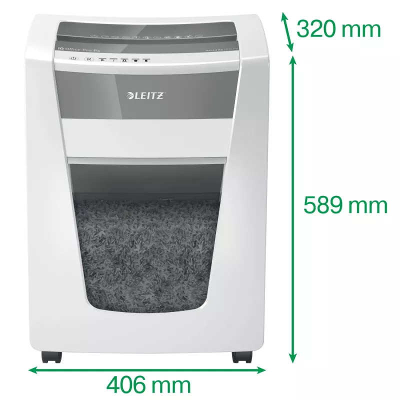 Leitz IQ Office Pro papīra smalcinātājs P4, krusteniska smalcināšana, 23 cm, 4 x 40 mm, 30 L, 275 loksnes, 55 dB
