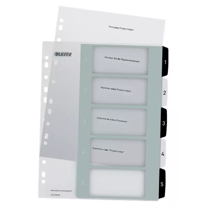 Leitz Indeksi Printable PP A4+ 1-5 WOW Balts/Melns