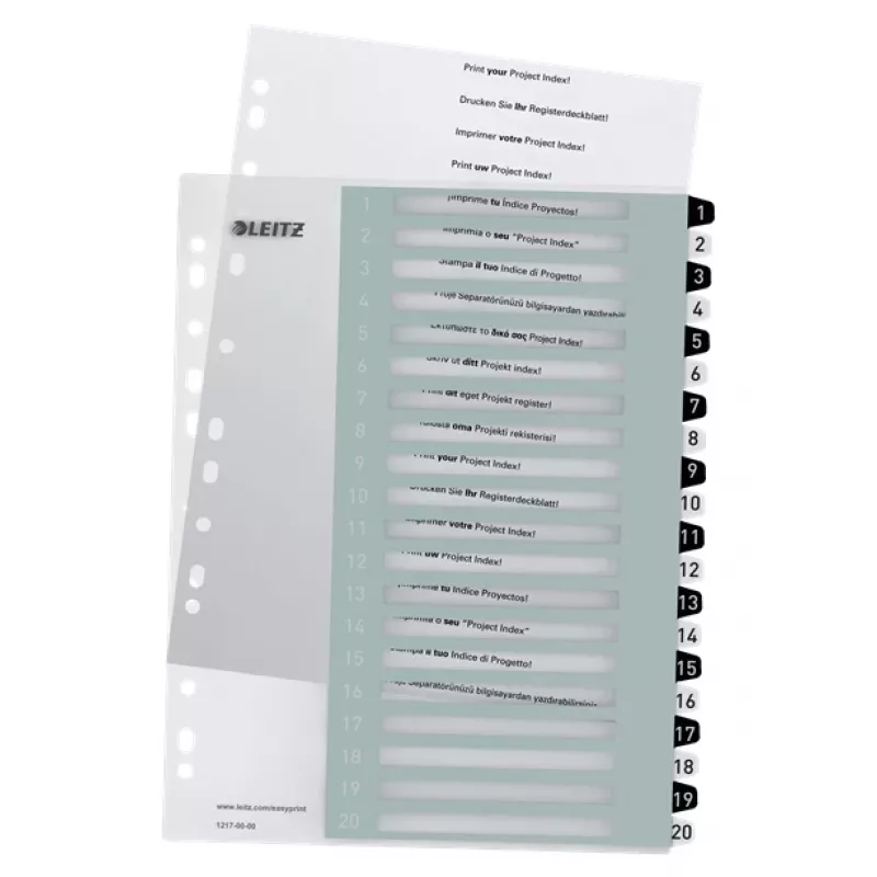 Leitz Indeksi Printable PP A4+ 1-20 WOW Balts/Melns