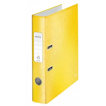 Leitz Lever Arch File 180° WOW POB/Laminēts A4/50mm, A4, D-gredzens, Kartons, Dzeltens, 350 lapas, 285 mm