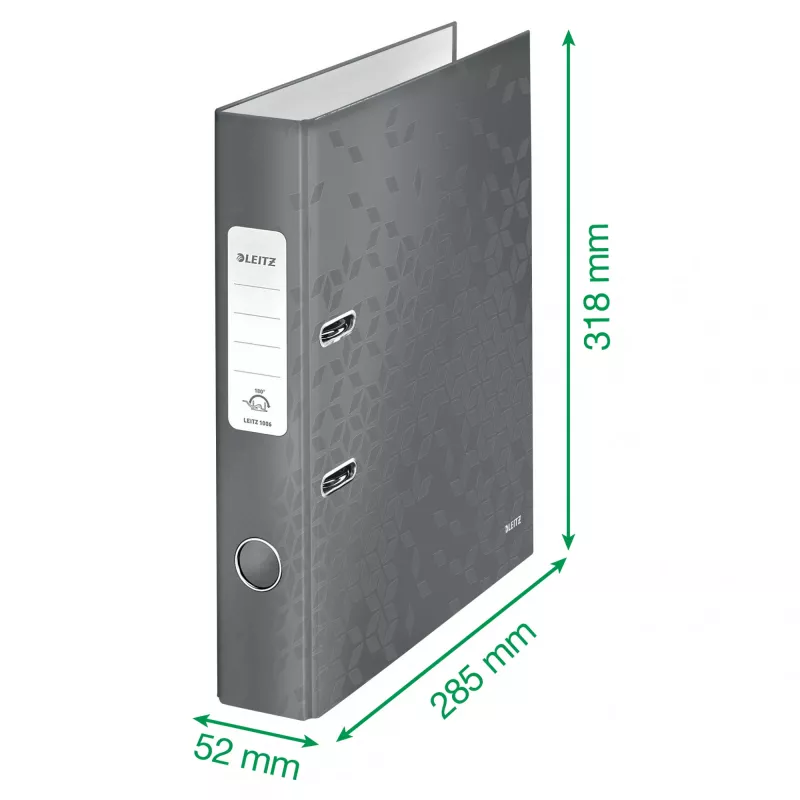 Leitz Lever Arch File 180° WOW POB/Laminēts A4/50mm, A4, D-gredzens, Kartons, Dzeltens, 350 lapas, 285 mm