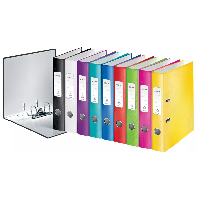 Leitz Lever Arch File 180° WOW POB/Laminēts A4/50mm, A4, D-gredzens, Kartons, Dzeltens, 350 lapas, 285 mm