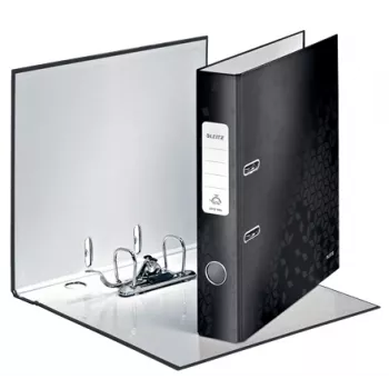 Leitz Lever Arch File 180° WOW POB/Laminēts A4/50mm, A4, Q-gredzens, Uzglabāšana, Kartons, Melns, 350 lapas