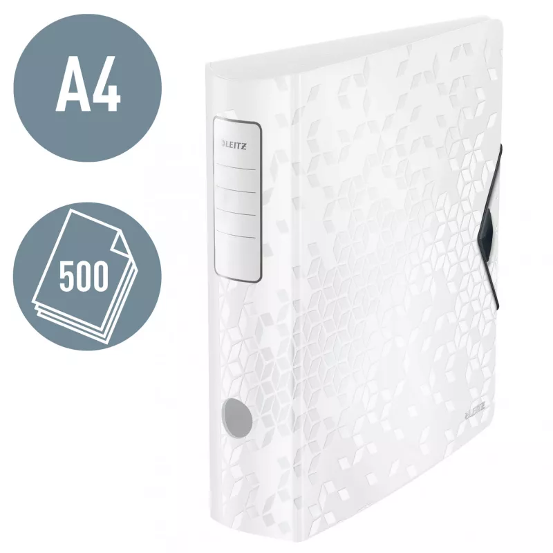 Leitz Lever Arch File Active PP WOW A4/80mm, A4, D-gredzens, Uzglabāšana, Polipropilēns, Balts, 500 lapas