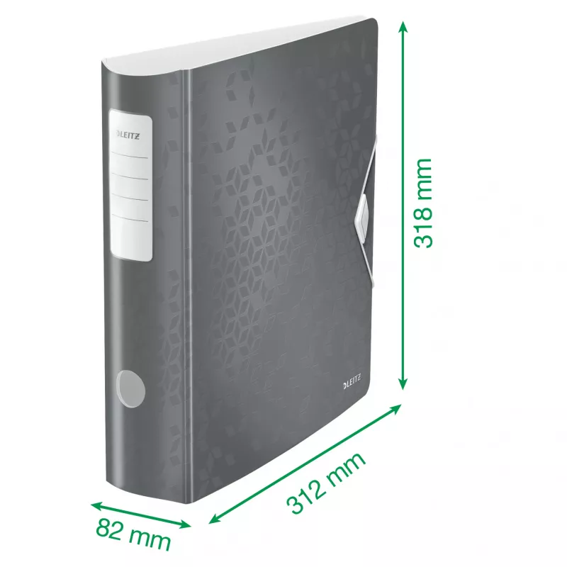 Leitz Lever Arch File Active PP WOW A4/80mm, A4, D-gredzens, Uzglabāšana, Poliputeklis, Melns, 500 lapas